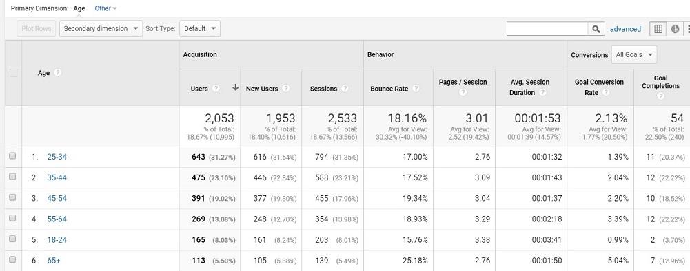 Google Analytics Audience Report